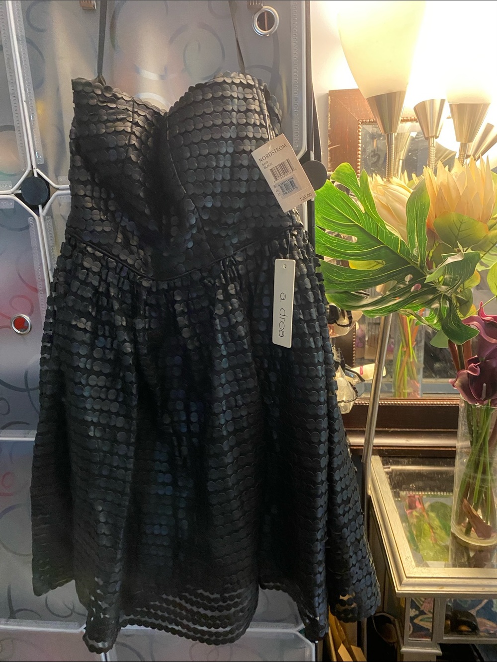 Nordstrom Black Strapless Sequin Fit and Flare Dress